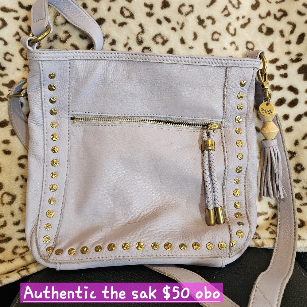 The Sak Lavender Crossbody Bag with Gold Accents